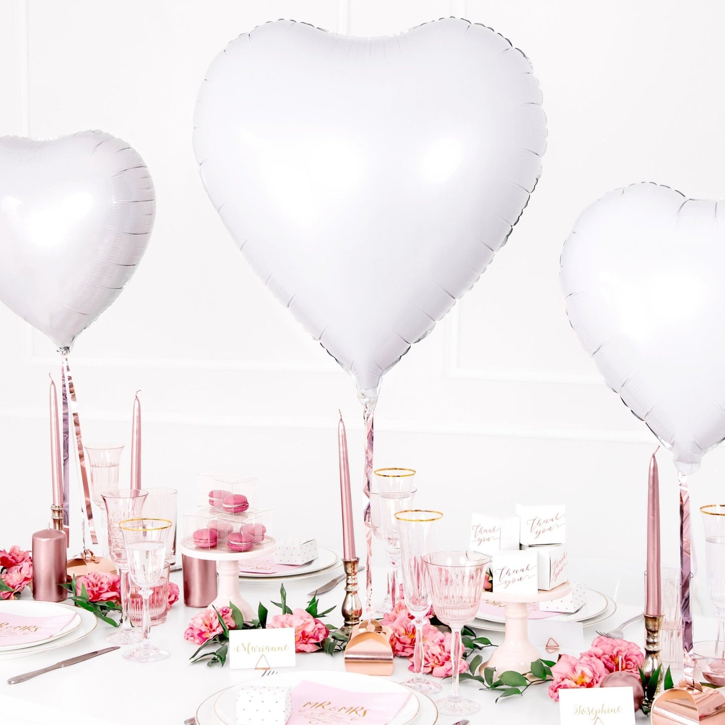 HERZ Folienballon weiß (Ø 61 cm) - Wedding-Secrets
