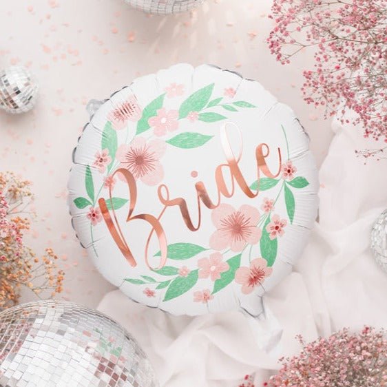 JGA Folienballon BRIDE mit Blumen - Wedding-Secrets