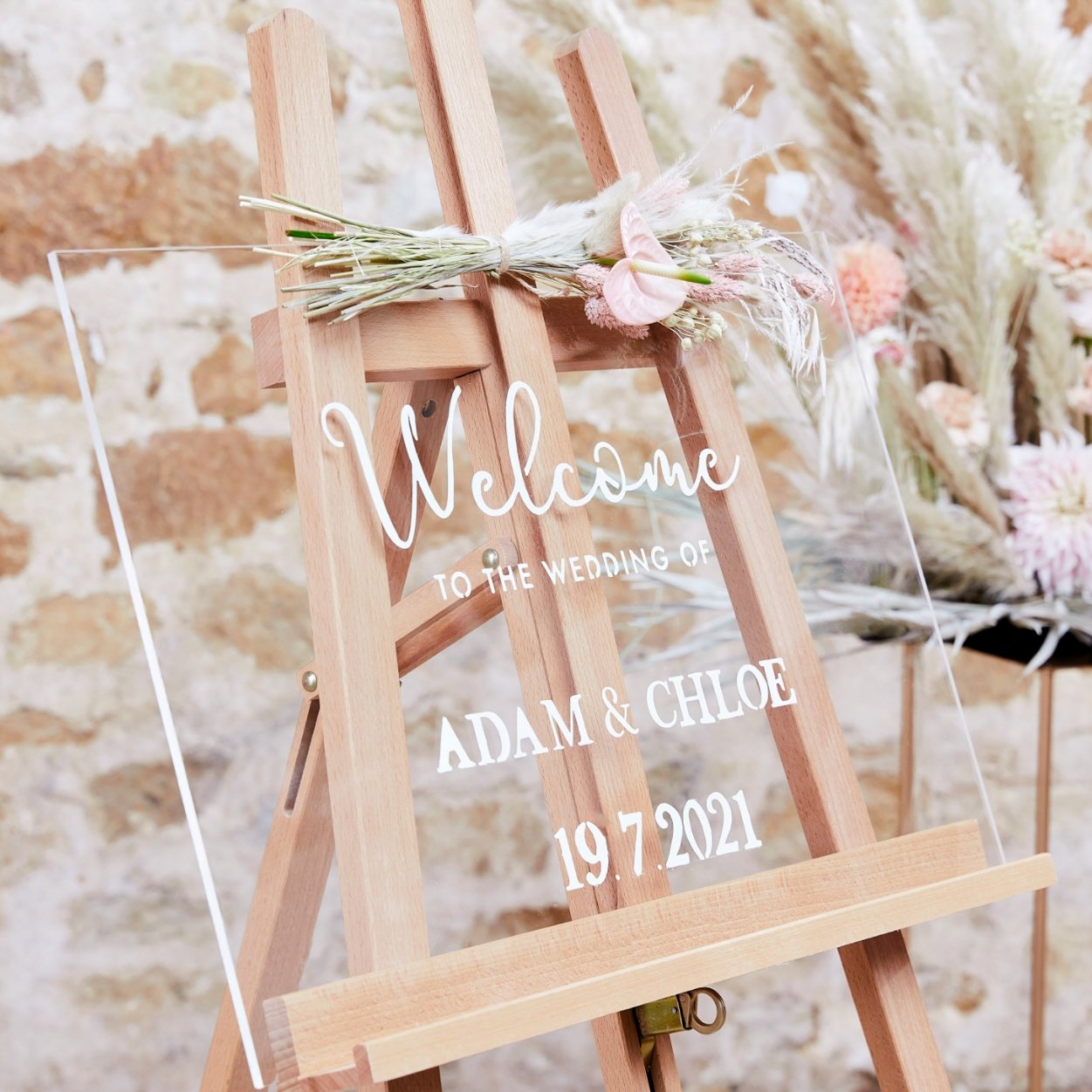 Transparentes Acrylschild "zum selbstgestalten" - Wedding-Secrets