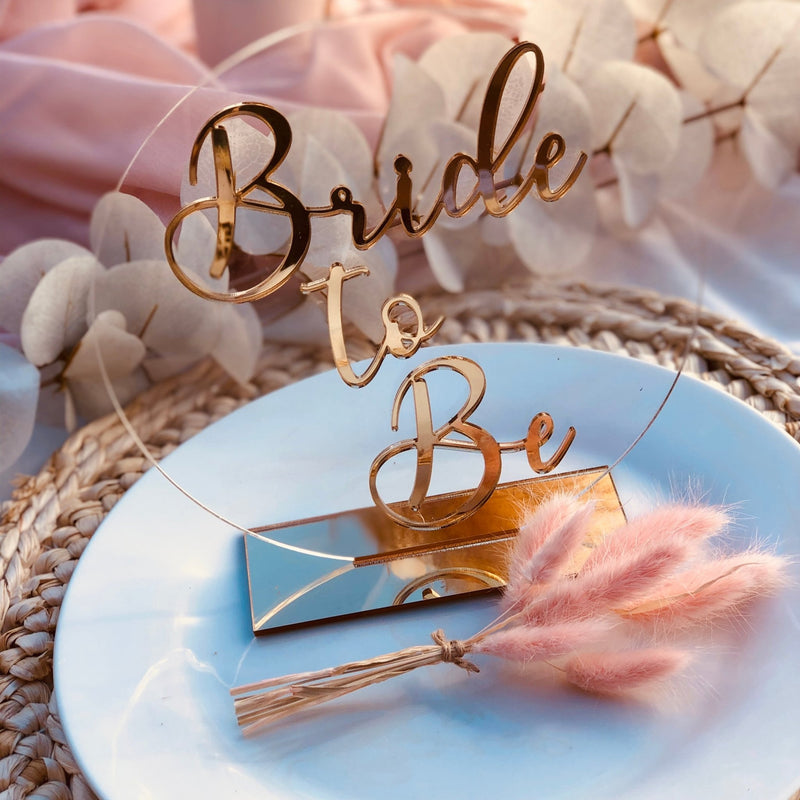 3D Tischaufsteller ♡ BrideToBe Gold/Silber/Holz - Wedding-Secrets