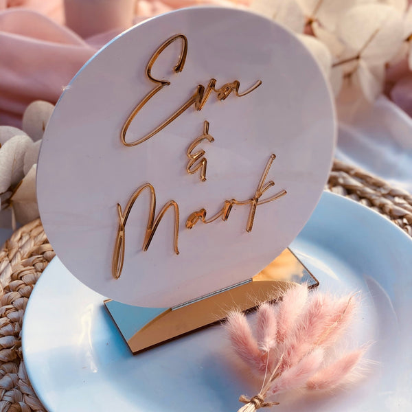 3D Tischaufsteller ♡ NAMES Roségold/Gold/Silber/Holz - Wedding-Secrets