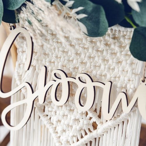 BRIDE & GROOM Stuhlschilder aus Naturholz - Wedding-Secrets