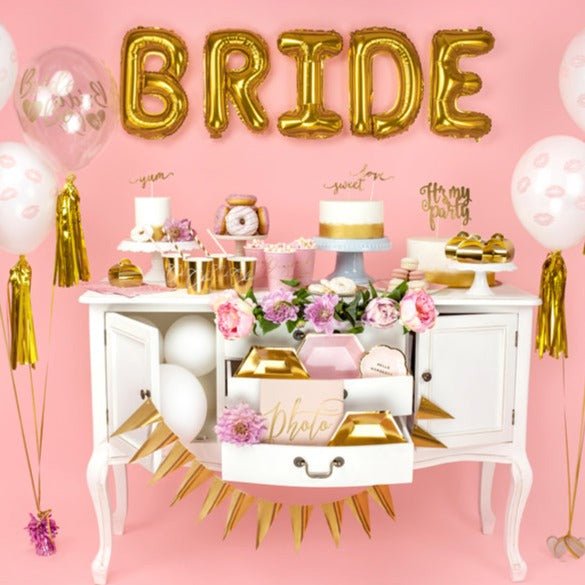 BRIDE JGA Deko Folienballon-Set in Gold - Wedding-Secrets