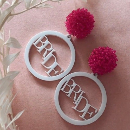 BRIDE OHRRINGE pink ♡ JGA Geschenk - Wedding-Secrets