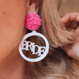 BRIDE OHRRINGE pink ♡ JGA Geschenk - Wedding-Secrets