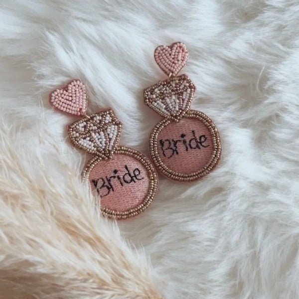 BRIDE OHRRINGE rosé ♡ JGA Geschenk - Wedding-Secrets
