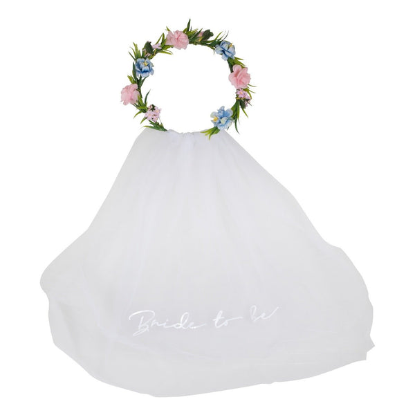BRIDE TO BE Schleier mit Blumenkrone für den JGA - Wedding-Secrets