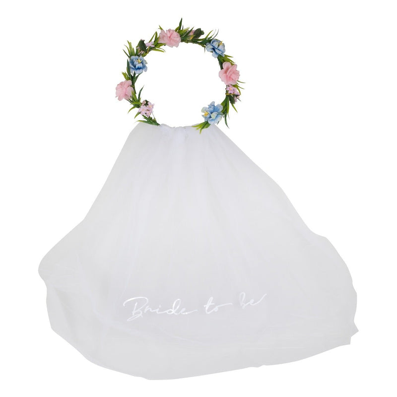 BRIDE TO BE Schleier mit Blumenkrone für den JGA - Wedding-Secrets