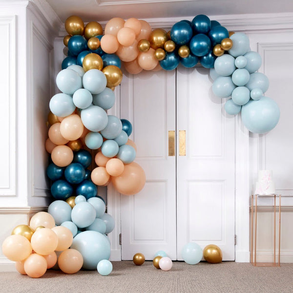 DIY Ballongirlande in blau-grün-goldchrom (200 Ballons) - Wedding-Secrets