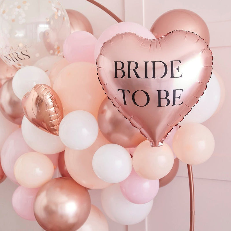 DIY JGA Deko Ballongirlande BRIDE TO BE ♡ rosa, weiß, pfirsich und roségold (65-teilig) - Wedding-Secrets