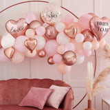 DIY JGA Deko Ballongirlande BRIDE TO BE ♡ rosa, weiß, pfirsich und roségold (65-teilig) - Wedding-Secrets