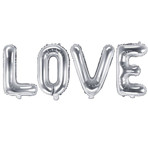 Folienballon-Set LOVE silber - Wedding-Secrets