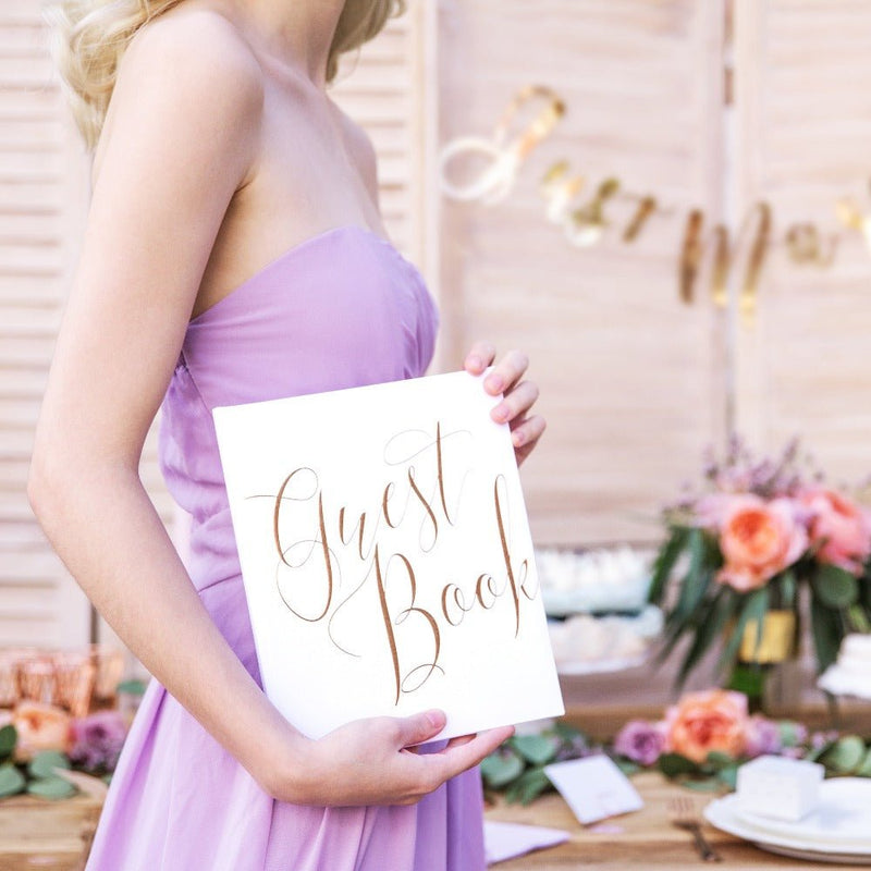 Gästebuch ♡ Weiß mit goldenem Schriftzug - Wedding-Secrets