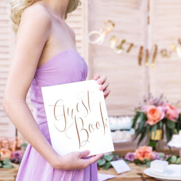 Gästebuch ♡ Weiß mit roségoldenem Schriftzug - Wedding-Secrets