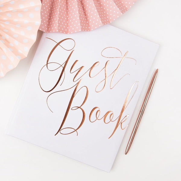 Gästebuch ♡ Weiß mit roségoldenem Schriftzug - Wedding-Secrets