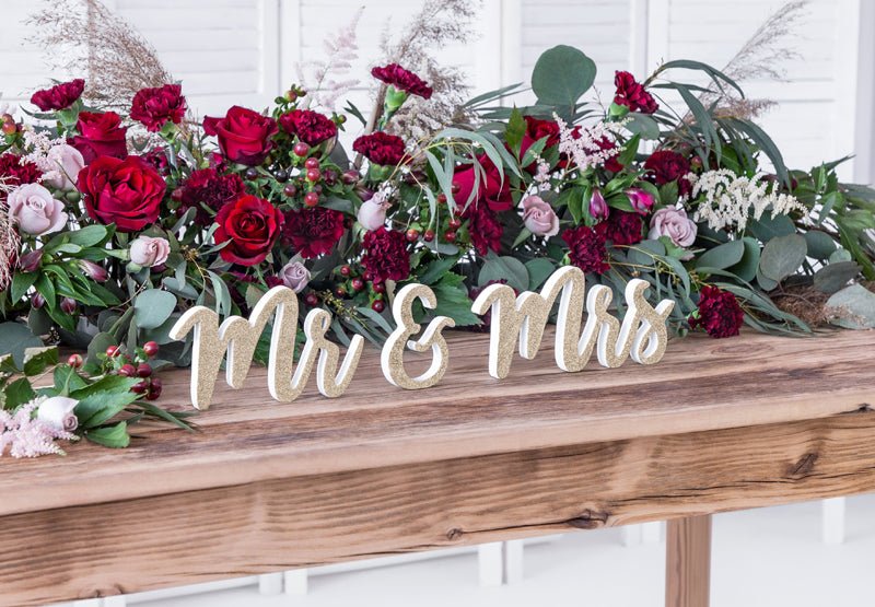 Mr. & Mrs. Schriftzug GOLDEN GLITTER - Wedding-Secrets