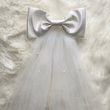 Perlenschleier mit Satin-Schleife ♡ JGA Schleier Bride to be - Wedding-Secrets