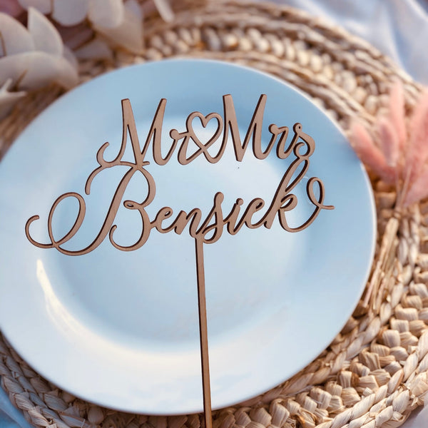 Personalisierte Cake-Topper Mr. & Ms. X ♡Roségold/Gold/Silber/Holz - Wedding-Secrets