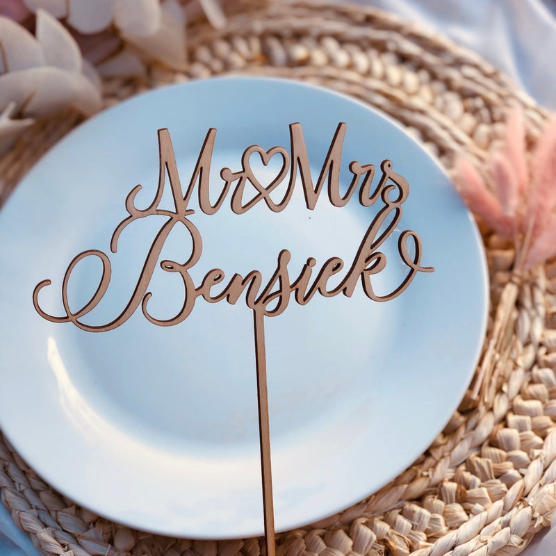 Personalisierte Cake-Topper Mr. & Ms. X ♡Roségold/Gold/Silber/Holz - Wedding-Secrets