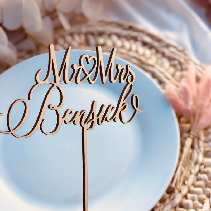 Personalisierte Cake-Topper Mr. & Ms. X ♡Roségold/Gold/Silber/Holz - Wedding-Secrets