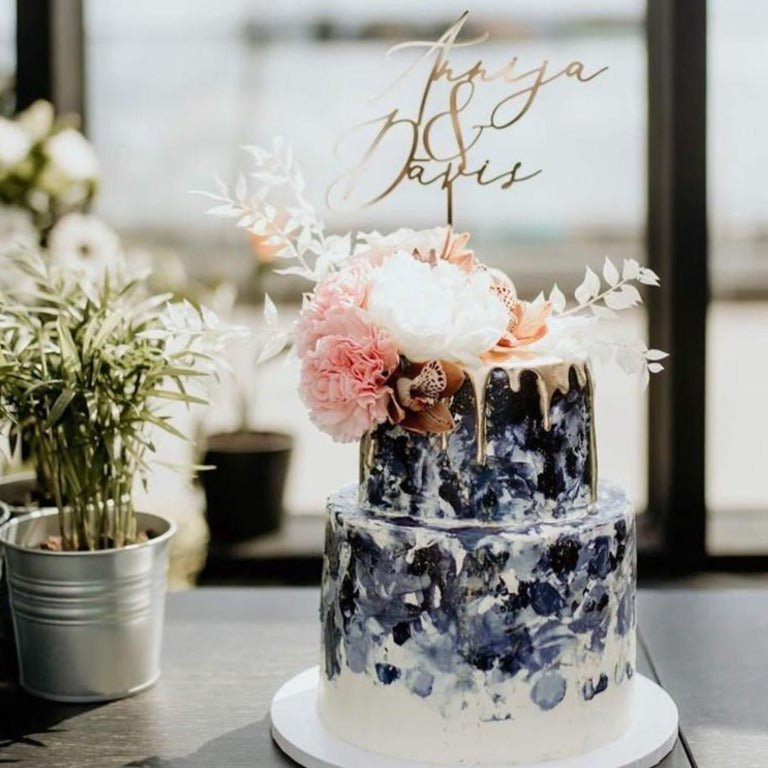 Personalisierte Cake-Topper "Names" Roségold/Gold/Silber/Holz - Wedding-Secrets