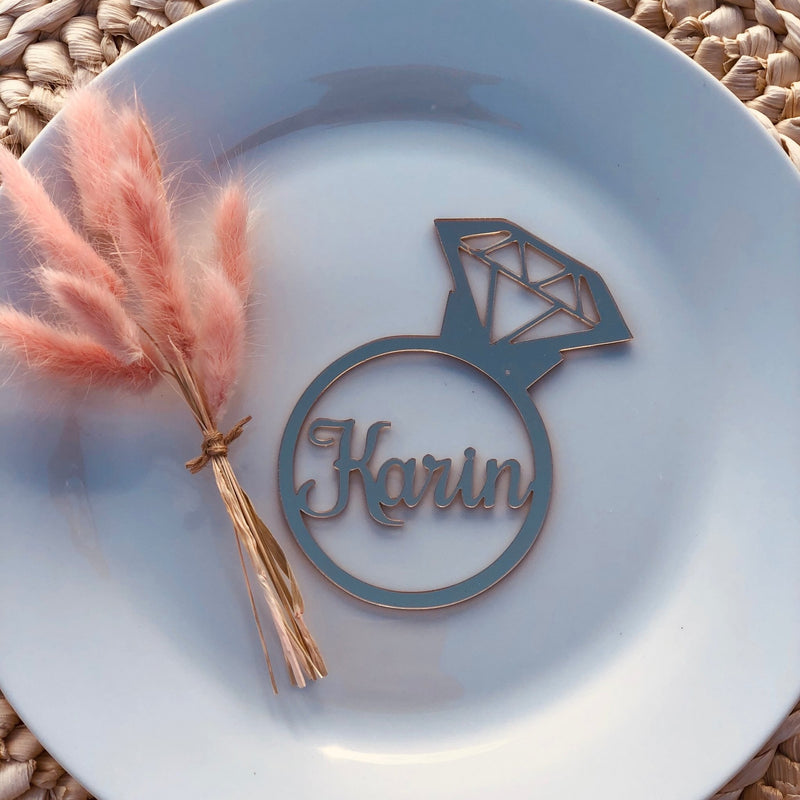 Personalisierte Tischkarten Namensschild BLING Roségold/Gold/Silber/Holz - Wedding-Secrets