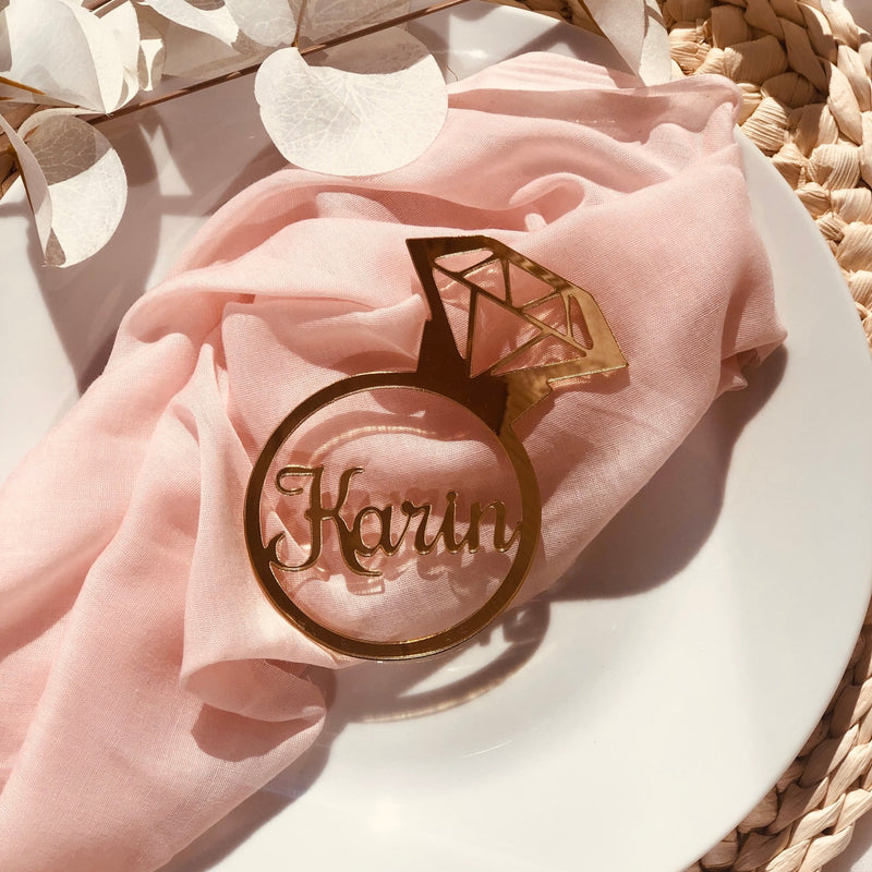 Personalisierte Tischkarten Namensschild BLING Roségold/Gold/Silber/Holz - Wedding-Secrets