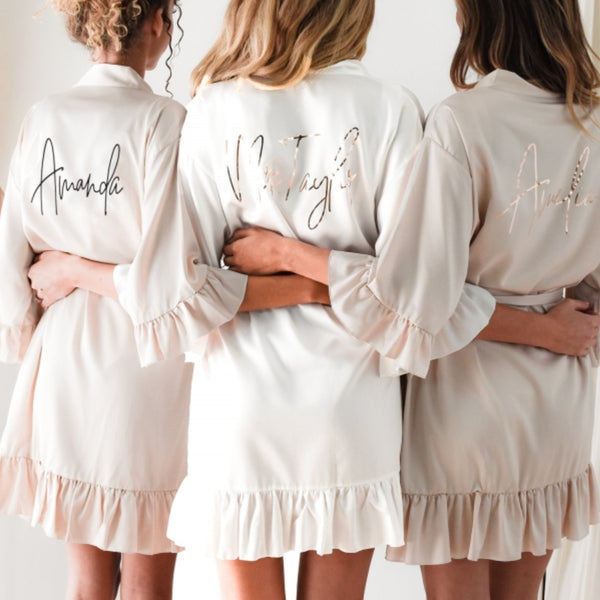 Personalisierter SATIN Morgenmantel ♡ Kimono Hochzeit - Wedding-Secrets