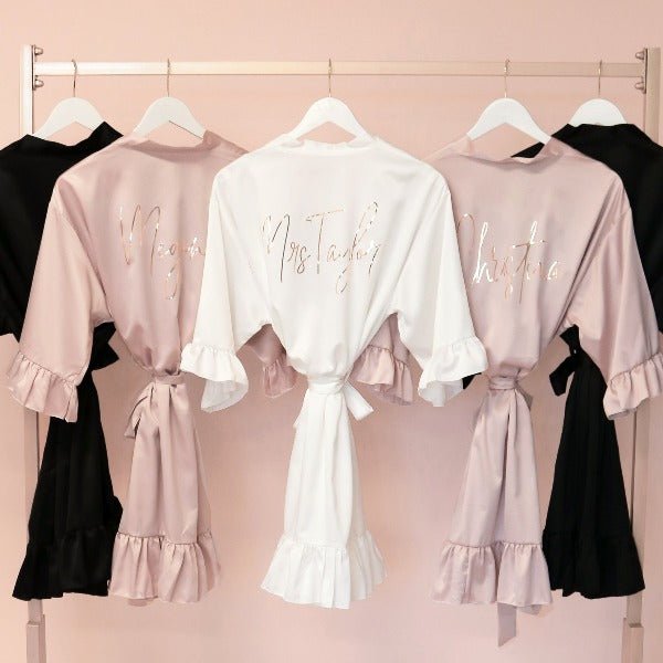 Personalisierter SATIN Morgenmantel ♡ Kimono Hochzeit - Wedding-Secrets