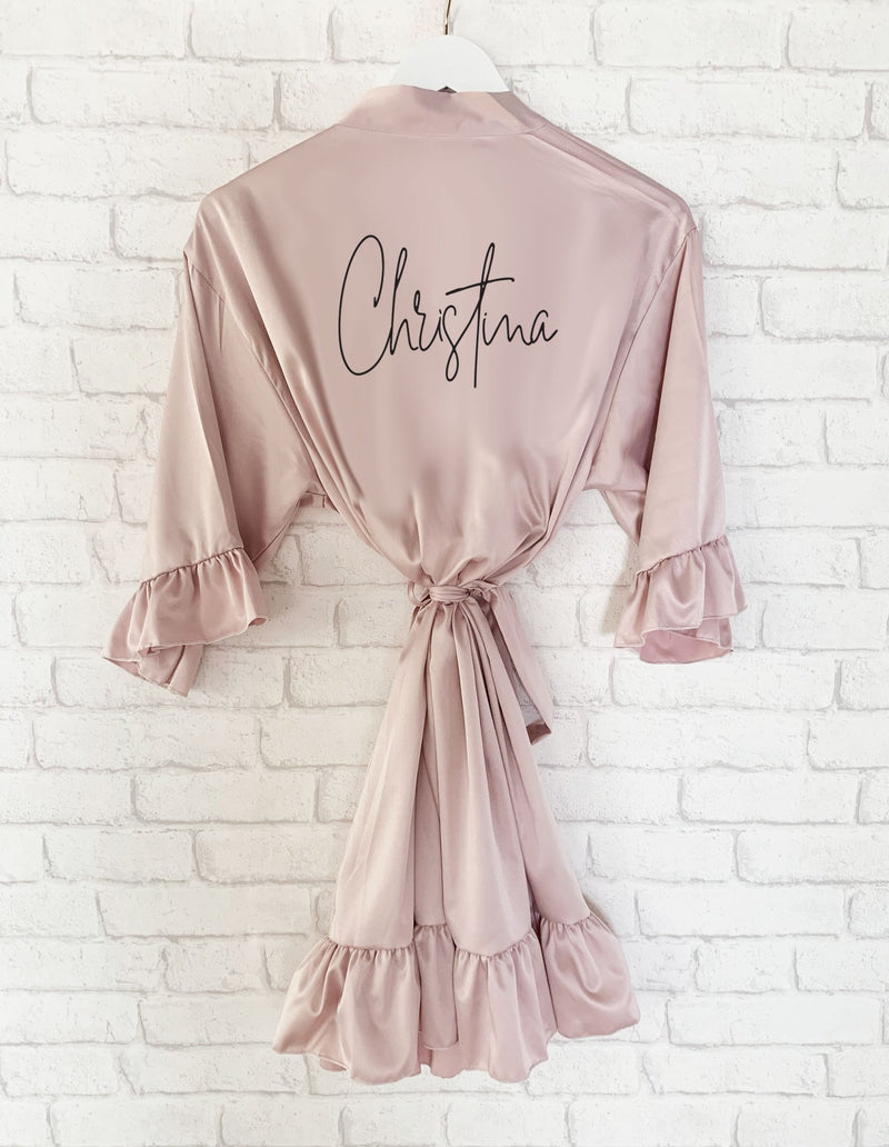 Personalisierter SATIN Morgenmantel ♡ Kimono Hochzeit - Wedding-Secrets