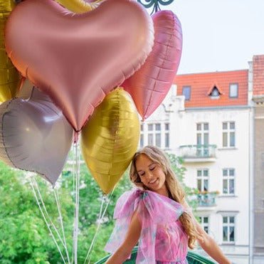 Satin-Folienluftballon Herz in hellrosa - Wedding-Secrets