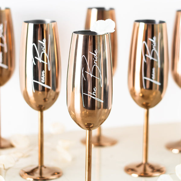 THE BRIDE & TEAM BRIDE ♡ Glamour Sektglas - Wedding-Secrets