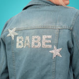 WIFEY Sparkle Jeansjacke in blau - Wedding-Secrets