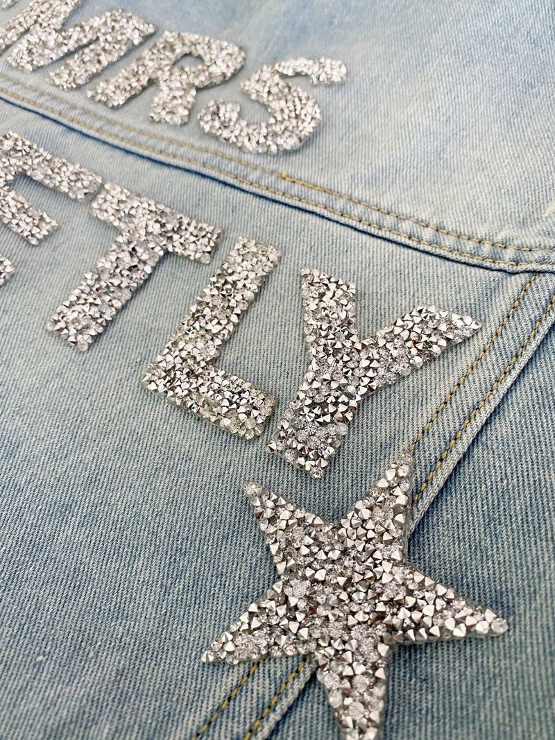 WIFEY Sparkle Jeansjacke in blau - Wedding-Secrets