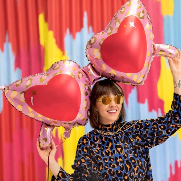 XL Folienluftballon Herz-Brille - Wedding-Secrets